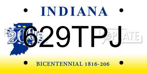 629TPJ Indiana License Plate