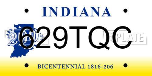 629TQC Indiana License Plate