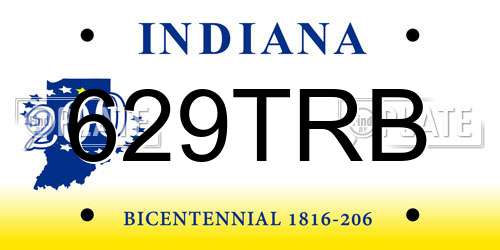629TRB Indiana License Plate