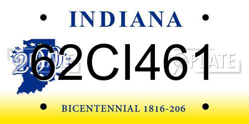 62CI461 Indiana License Plate