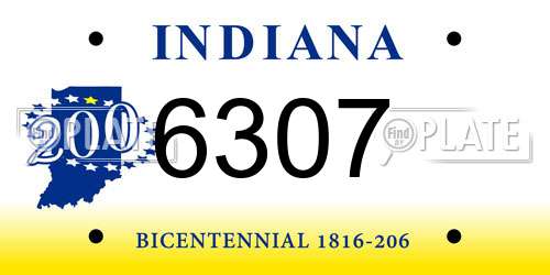 6307 Indiana License Plate