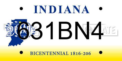 631BN4 Indiana License Plate