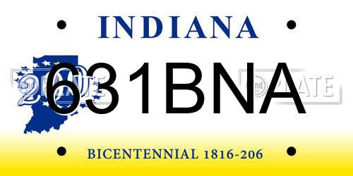 631BNA Indiana License Plate