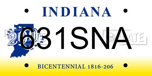 631SNA Indiana License Plate