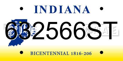 632566ST Indiana License Plate