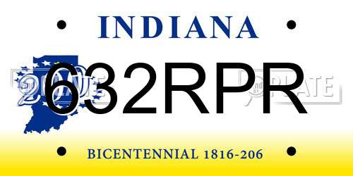 632RPR Indiana License Plate
