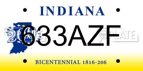 633AZF Indiana License Plate
