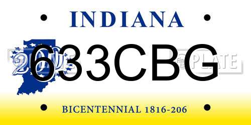 633CBG Indiana License Plate