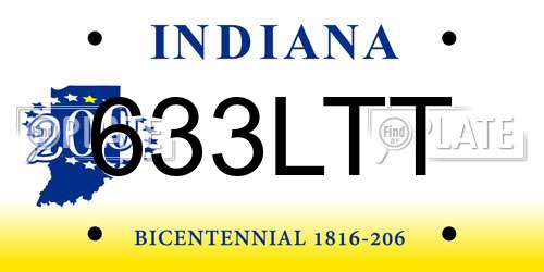 633LTT Indiana License Plate