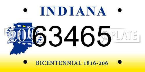 63465 Indiana License Plate