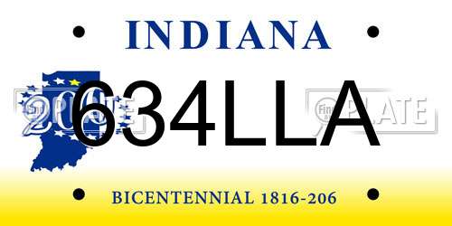 634LLA Indiana License Plate