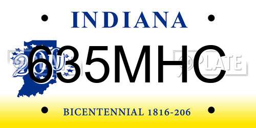 635MHC Indiana License Plate