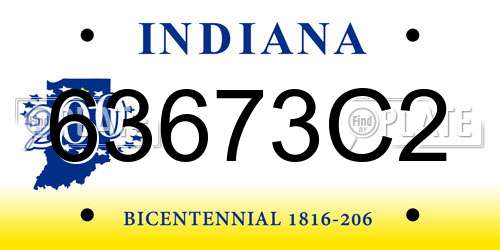 63673C2 Indiana License Plate