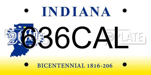 636CAL Indiana License Plate