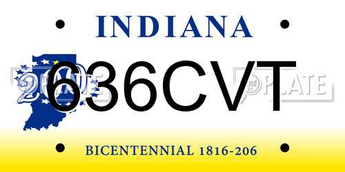 636CVT Indiana License Plate