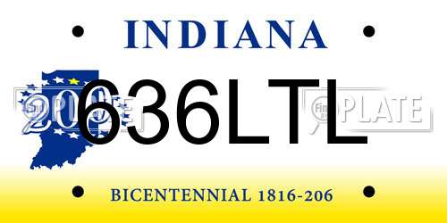 636LTL Indiana License Plate