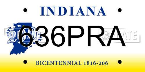 636PRA Indiana License Plate