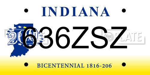 636ZSZ Indiana License Plate
