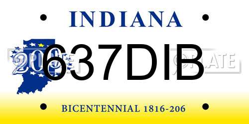637DIB Indiana License Plate