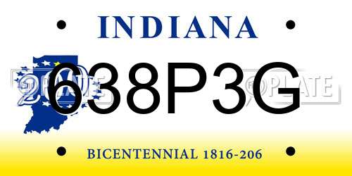 638P3G Indiana License Plate