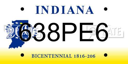 638PE6 Indiana License Plate