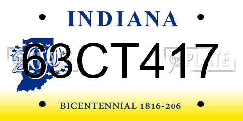 63CT417 Indiana License Plate
