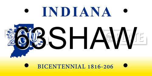 63SHAW Indiana License Plate