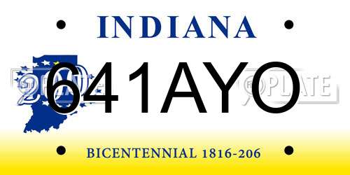 641AYO Indiana License Plate