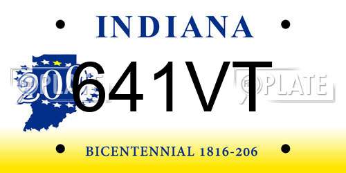 641VT Indiana License Plate