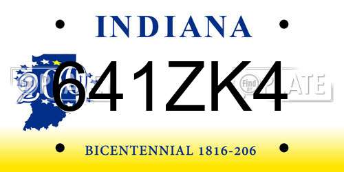 641ZK4 Indiana License Plate