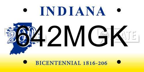 642MGK Indiana License Plate