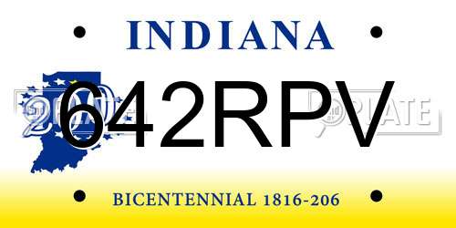 642RPV Indiana License Plate