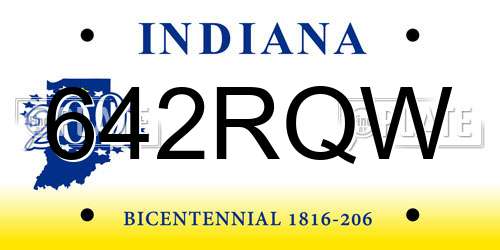 642RQW Indiana License Plate