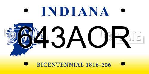 643AOR Indiana License Plate