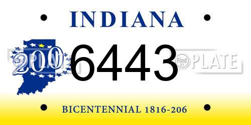 6443 Indiana License Plate