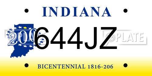 644JZ Indiana License Plate