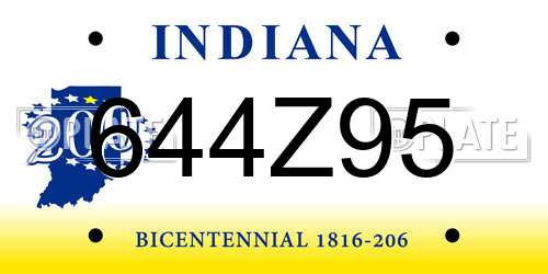 644Z95 Indiana License Plate