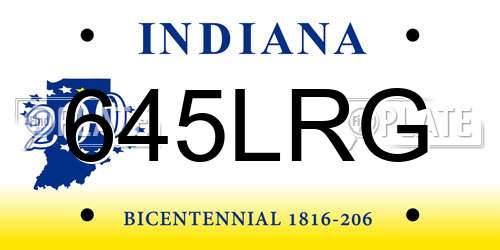 645LRG Indiana License Plate