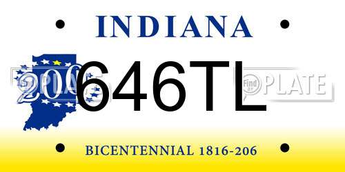 646TL Indiana License Plate
