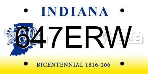 647ERW Indiana License Plate