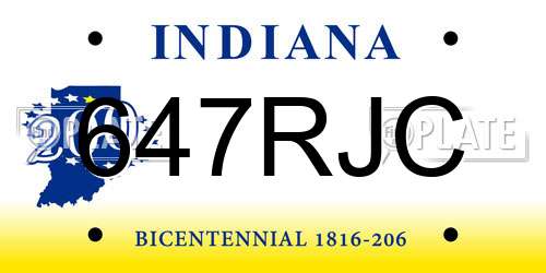 647RJC Indiana License Plate