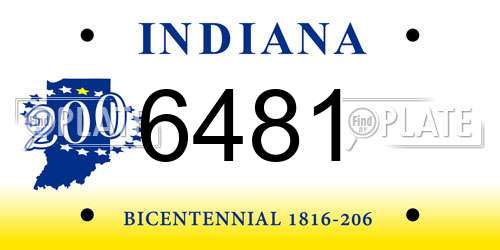 6481 Indiana License Plate