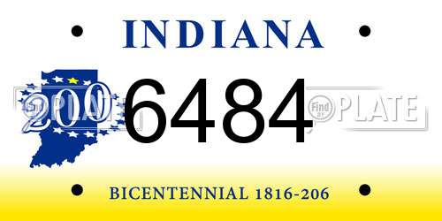 6484 Indiana License Plate