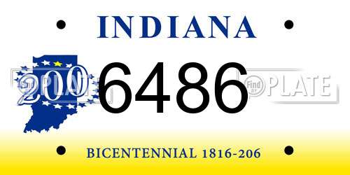 6486 Indiana License Plate
