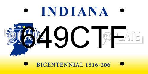 649CTF Indiana License Plate
