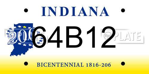 64B12 Indiana License Plate
