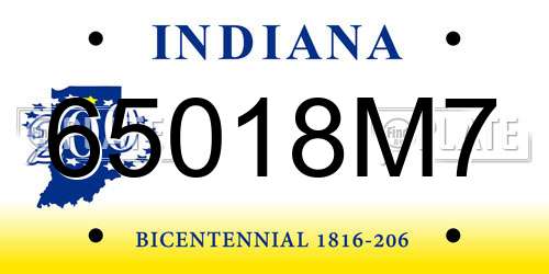 65018M7 Indiana License Plate