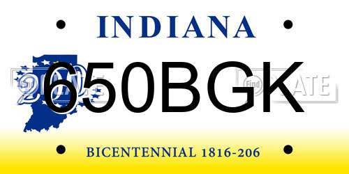 650BGK Indiana License Plate