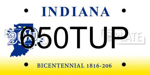 650TUP Indiana License Plate