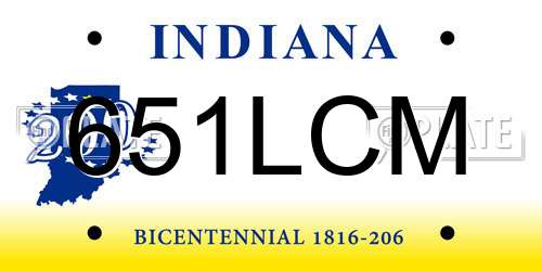 651LCM Indiana License Plate